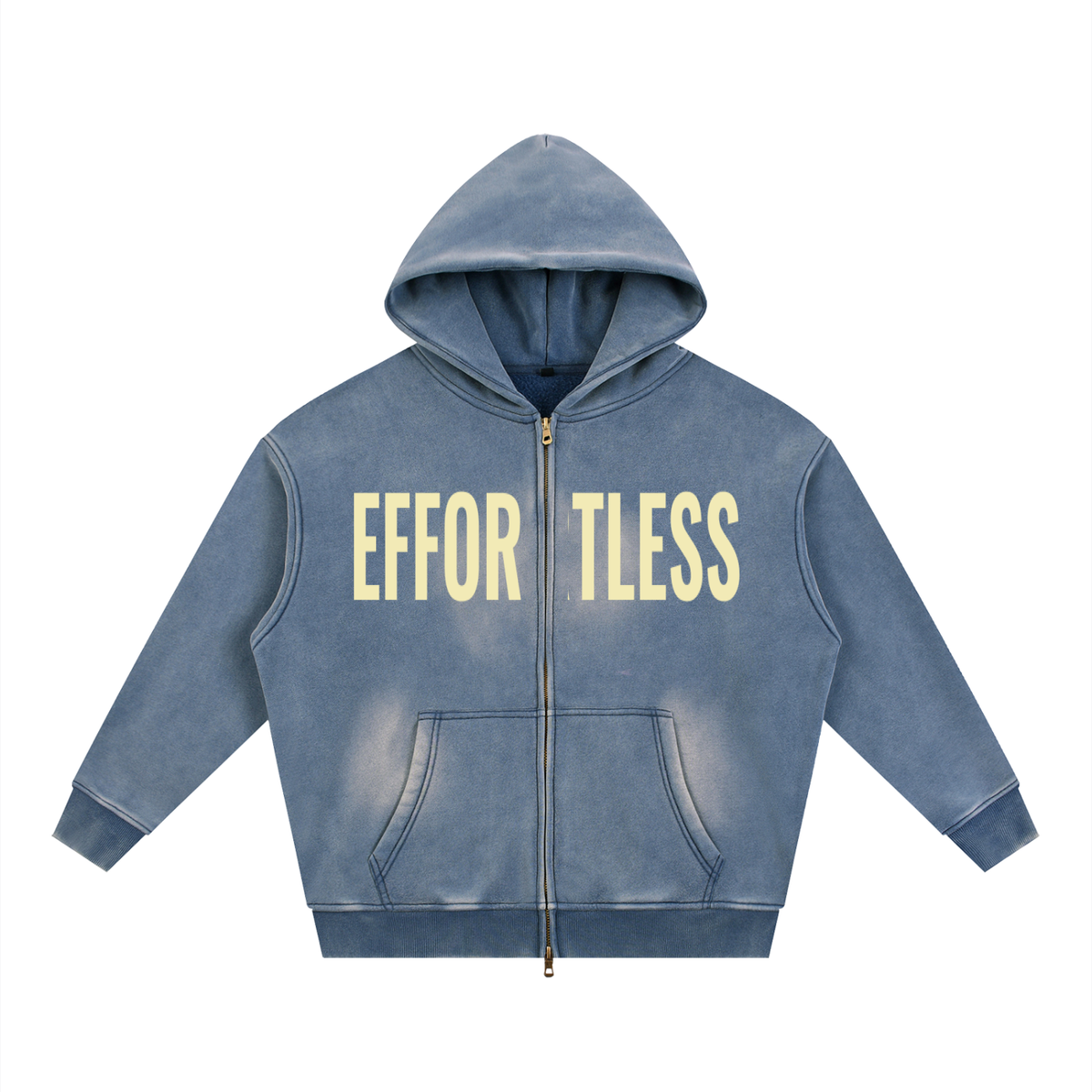 Sunfade Two-way Zipper Boxy Fleece Hoodie