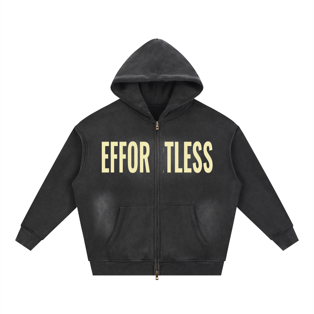 Sunfade Two-way Zipper Boxy Fleece Hoodie