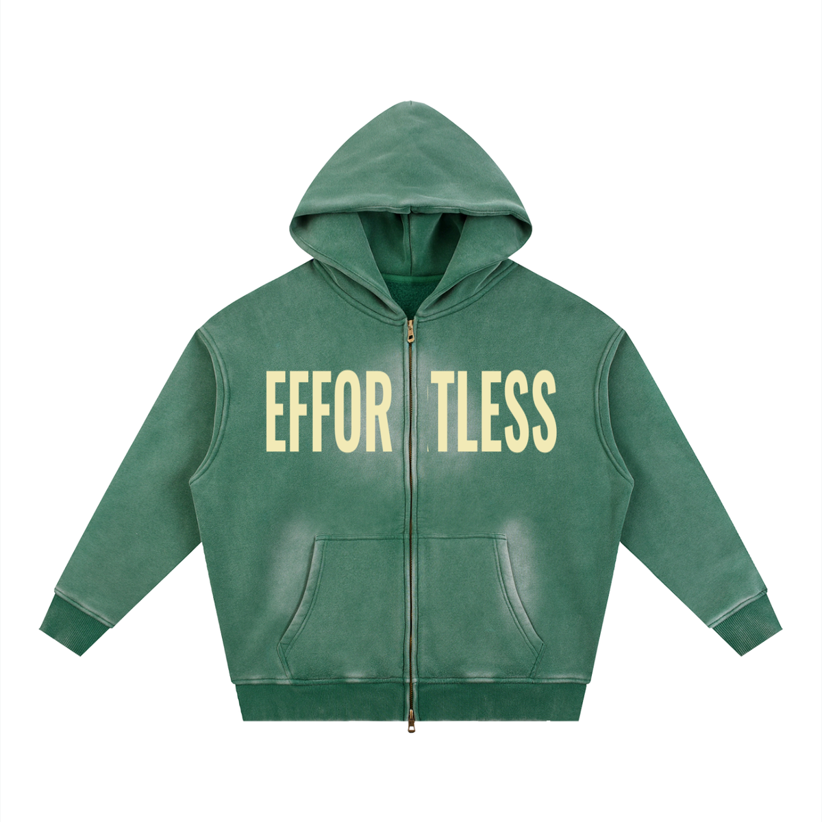 Sunfade Two-way Zipper Boxy Fleece Hoodie